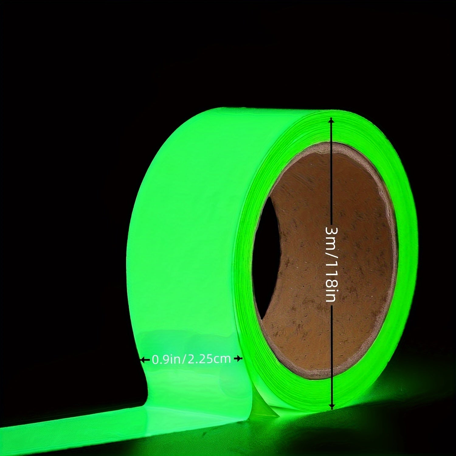 Glow-in-the-Dark Tape Waterproof Adhesive for Stairs Walls Exit Signs 8-Hour Brightness