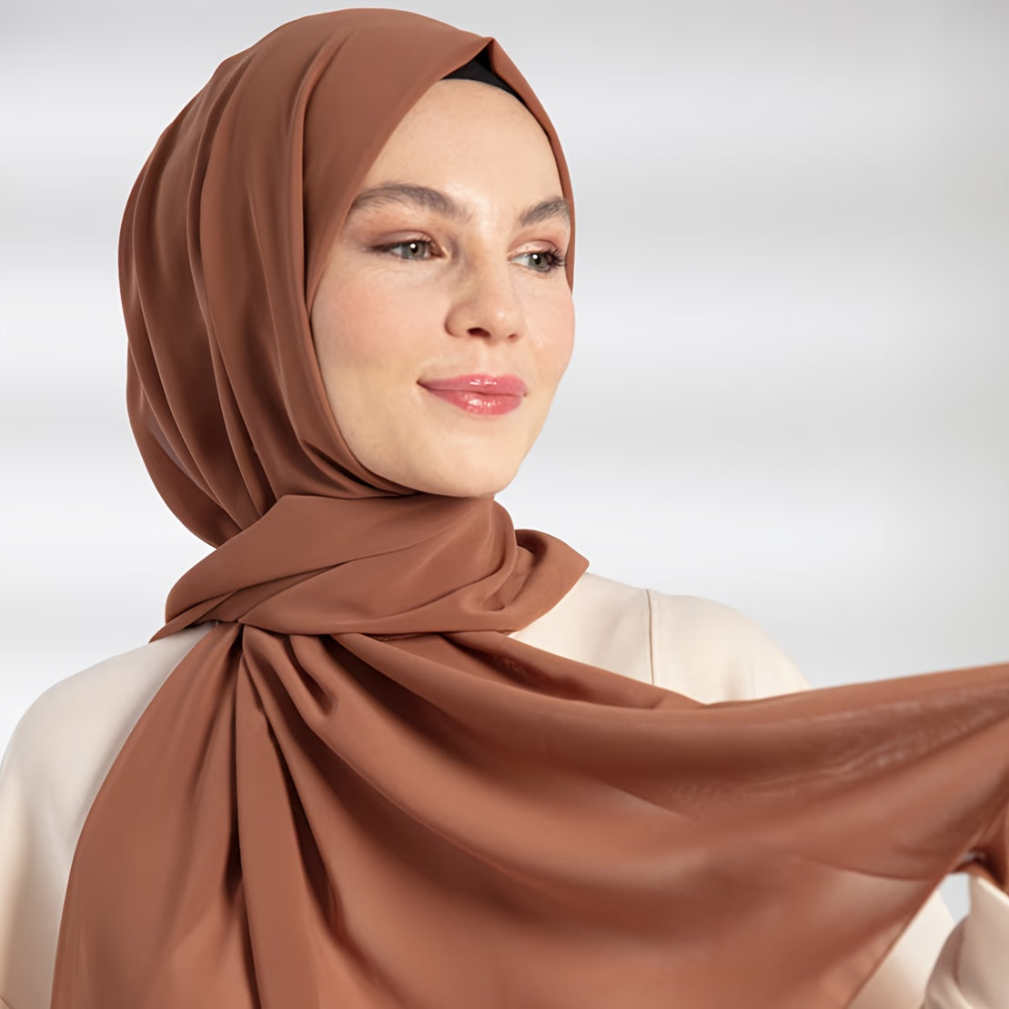 Ayollarning nafas oladigan chiffon hijabi, toza marjon bezaklari, Ramazon uchun qulay