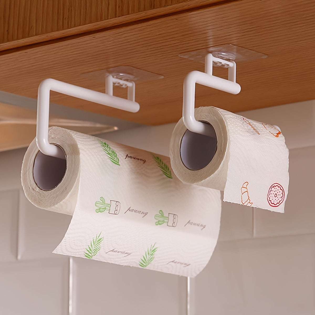 Porta papel de cocina y baño sin taladro con soporte para rollo de papel y gancho para toallas