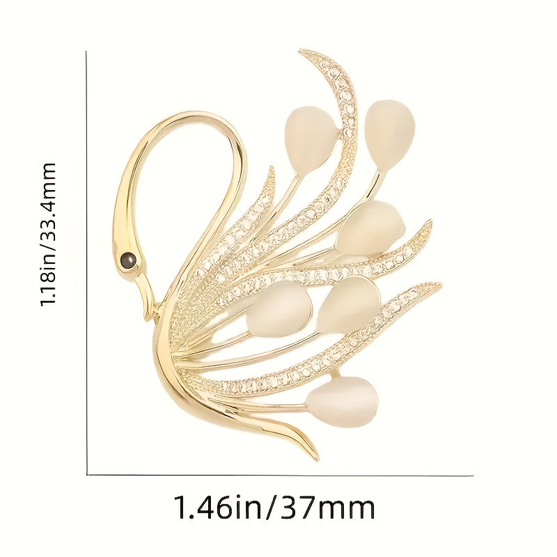Swan Brooch Pin Set Silver Alloy Stylish Jewelry for Dresses and Suits