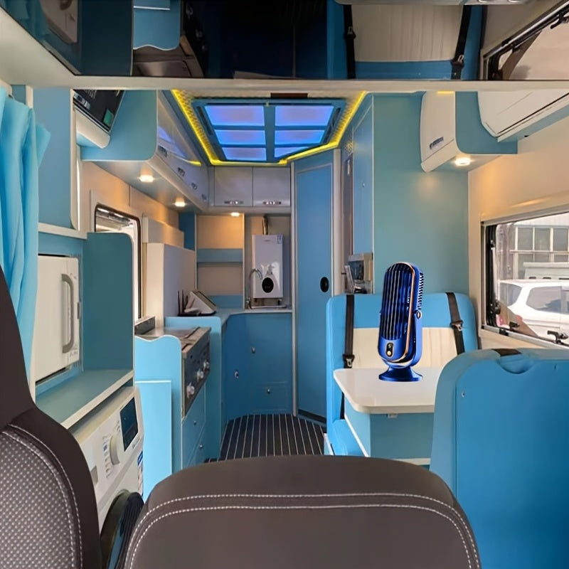 Portable RV Fan with LED Display, 5 Speeds, USB Rechargeable, Quiet Personal Cooling Fan for Home Office Bedroom Camping