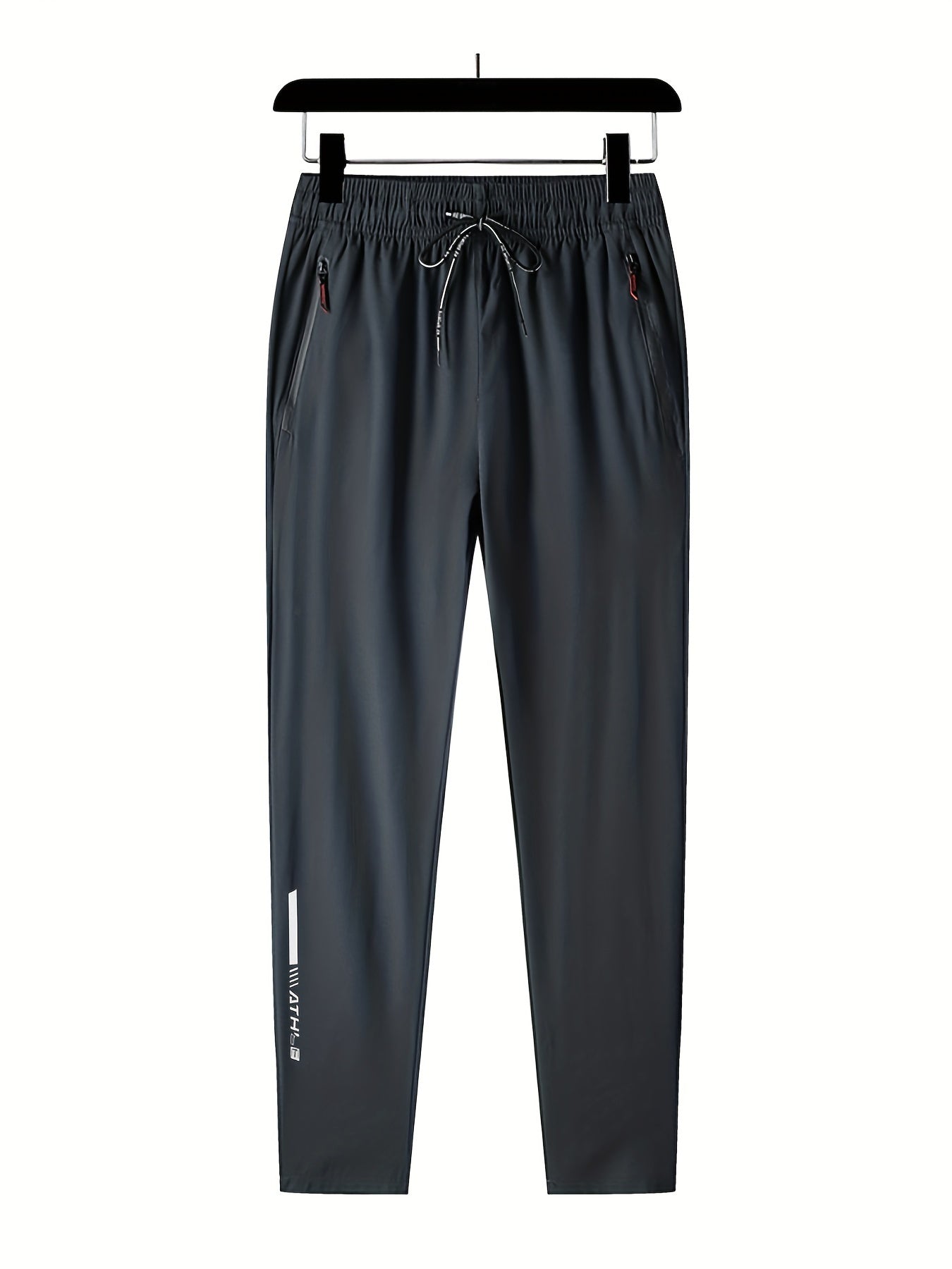 Men's Polyester Track Pants with Zipper Pockets for Outdoor Activities