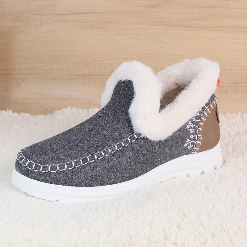 Women's Fleece-Lined Slip-On Casual Shoes Dark Blue Indoor Outdoor