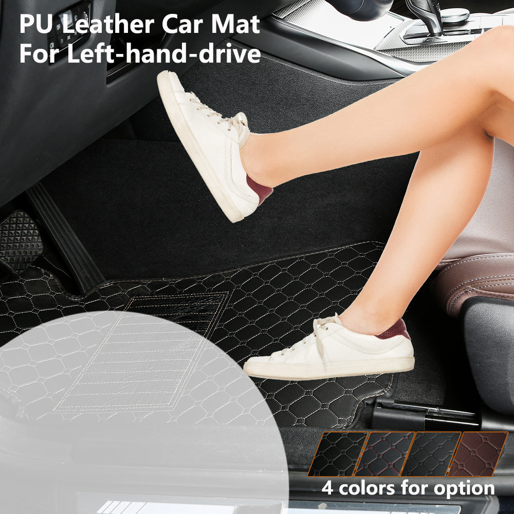 Car Floor Mats PU Leather for Sedan Left-Hand Drive 4 Colors Easy Clean