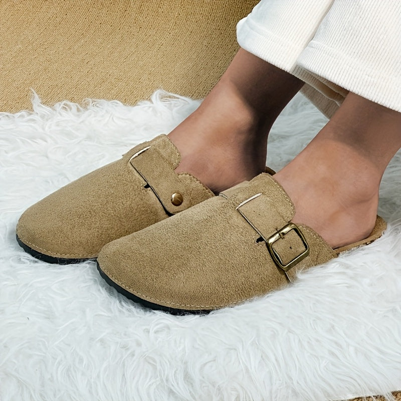 Unisex Cork Grain Slip-On Flat Sandals Breathable Casual Shoes