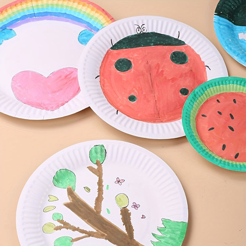 Disposable Paper Plates Set of 50, 15-22cm, Compostable, Leak-Proof for Snacks and Holidays