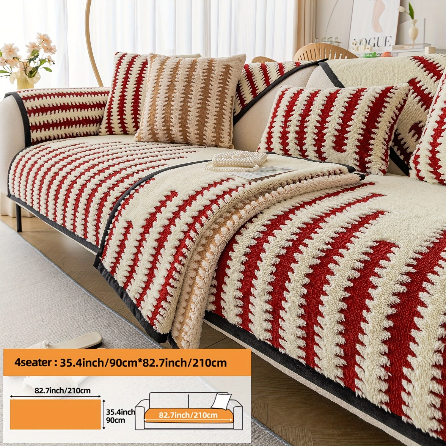 Современная накидка на нордический диван с черно-белой полоской, безопасная для домашних животных, противоскользящая, для 1-4 мест