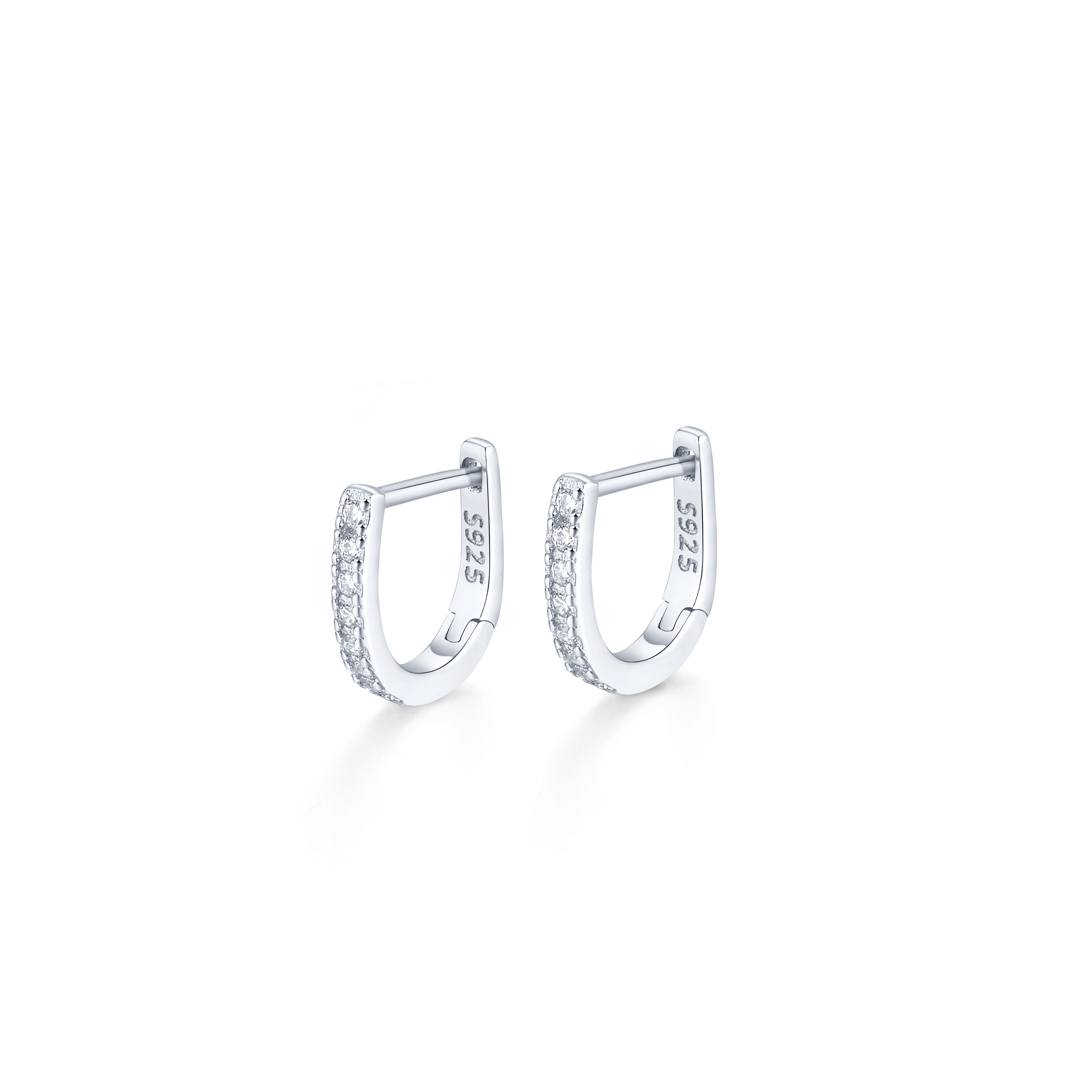 Sterling Silver Hoop Earrings with Zirconia Stones for Women