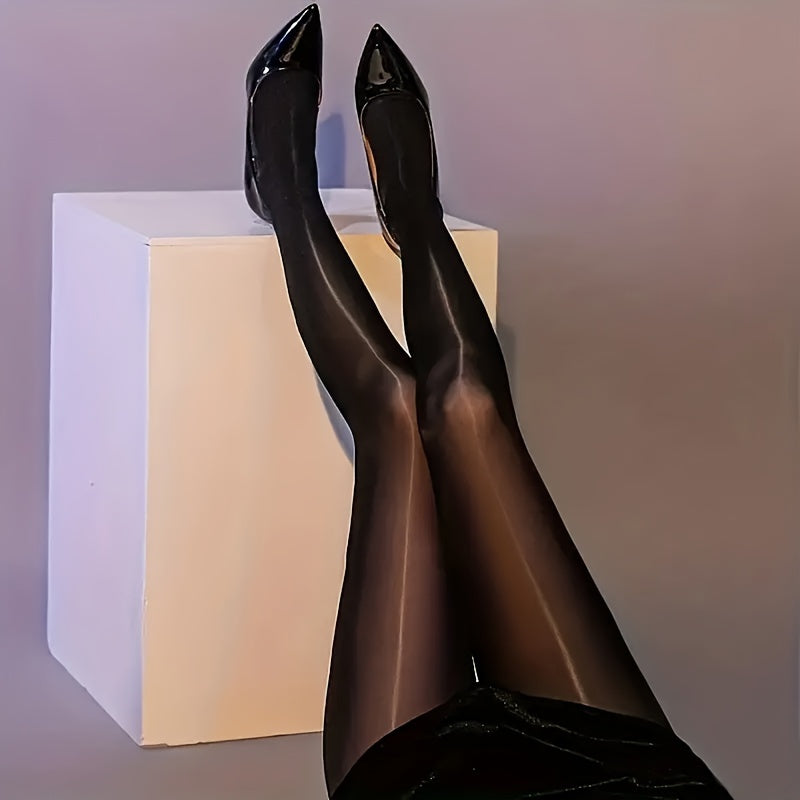 Women's Shiny Thermal Oil Tights Ultra-Thin Footed Long Stockings Pantyhose