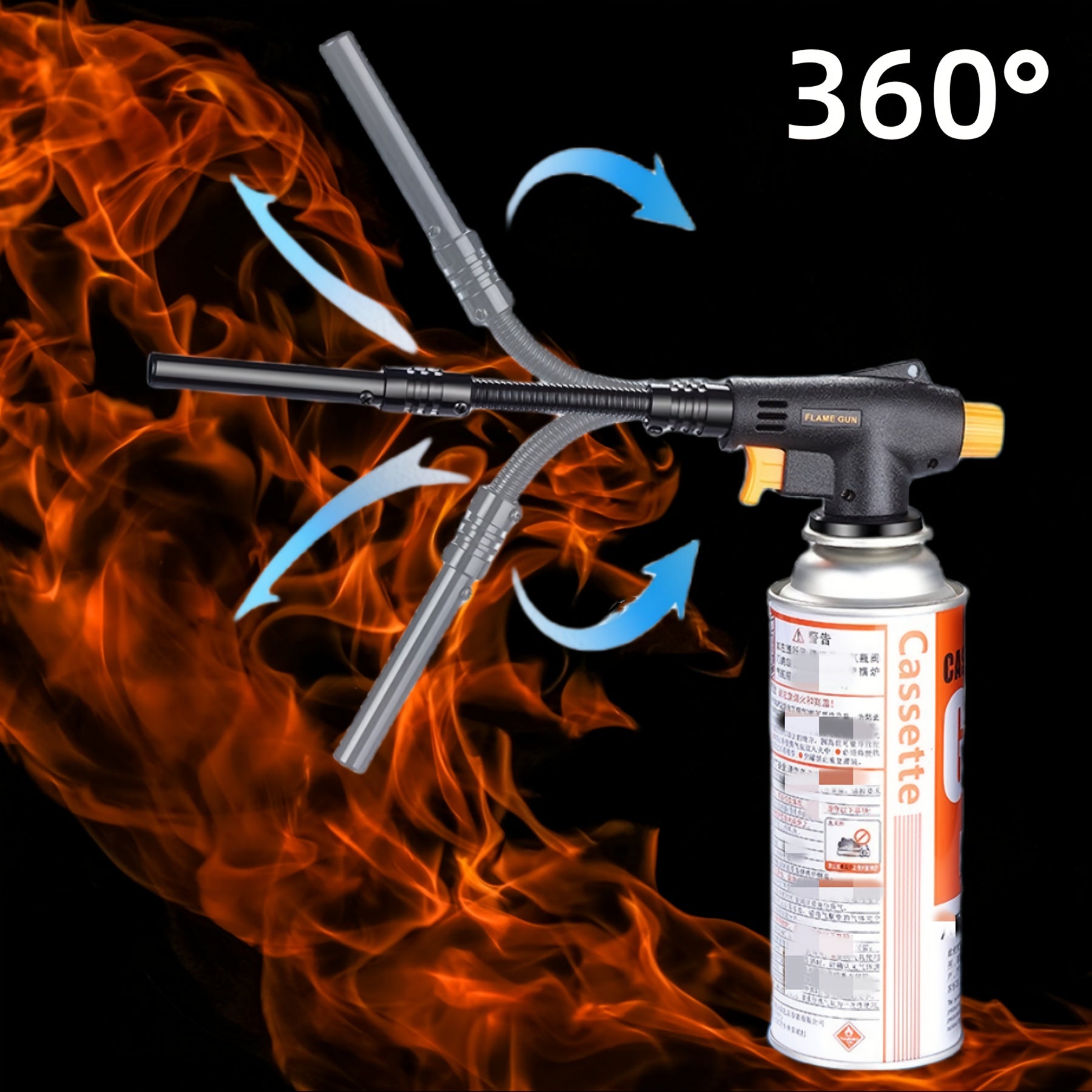 Portable Butane Torch with Extended Hose 1500°C for Outdoor Cooking and Grilling