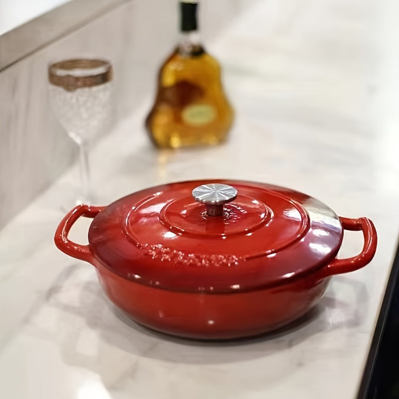 Enamel Cast Iron Cookware Pot 111oz Multi-Purpose Induction Ceramic Electric Gas