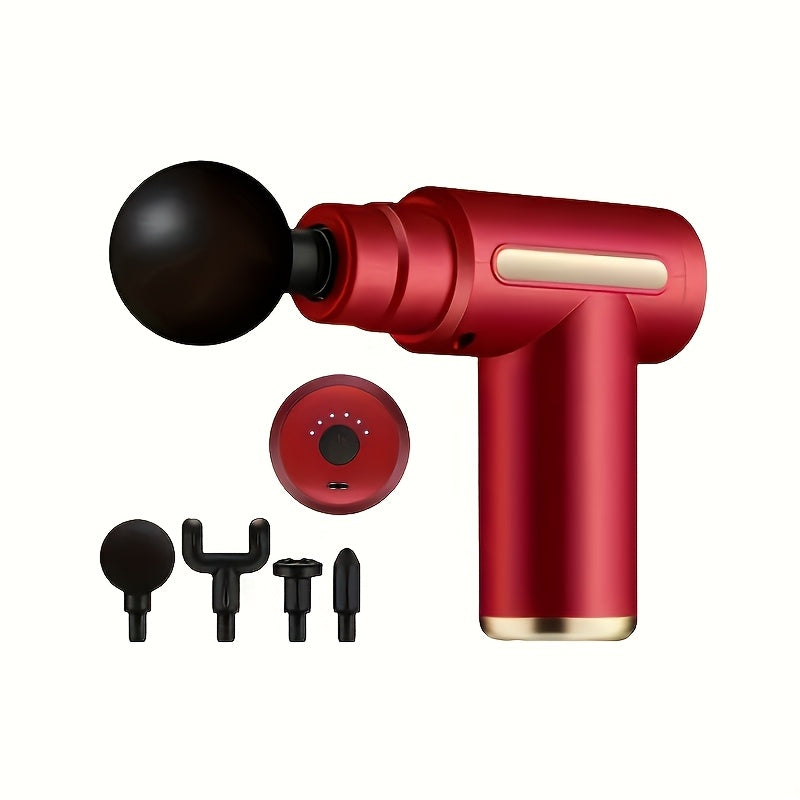 Portable Deep Tissue Massage Gun with 6 Speed Levels 4 Massage Heads Rechargeable Lithium Battery