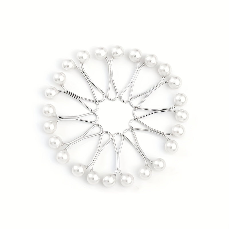 12 Middle Eastern Headscarf Clips with Faux Pearl Brooches for Scarves and Shawls