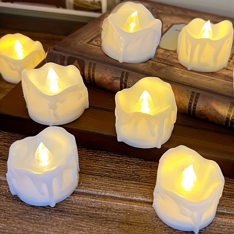 4 velas de té LED con batería, luz cálida blanca para decoración navideña