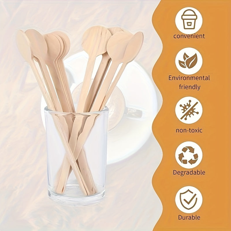 Pack of 50 15cm Wooden Coffee Stirrers Natural Biodegradable Beverage Stirring Sticks