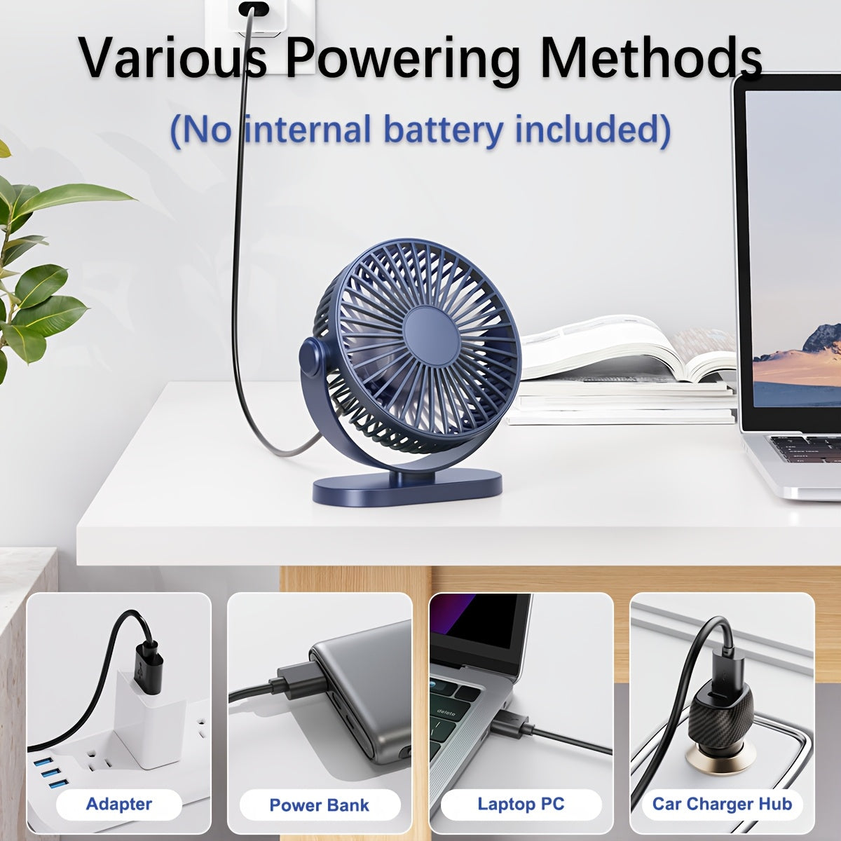 Mini Personal Fan Portable USB Desk Fan with 3 Speeds and 360° Rotation
