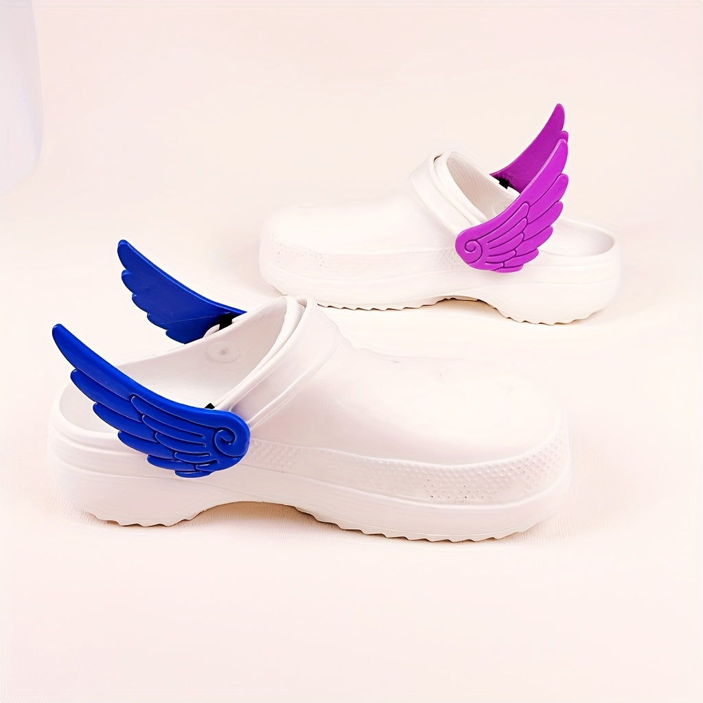 Women's Shoe Accessories Removable PVC Angel Wings Heel Decorations for Hole Shoes