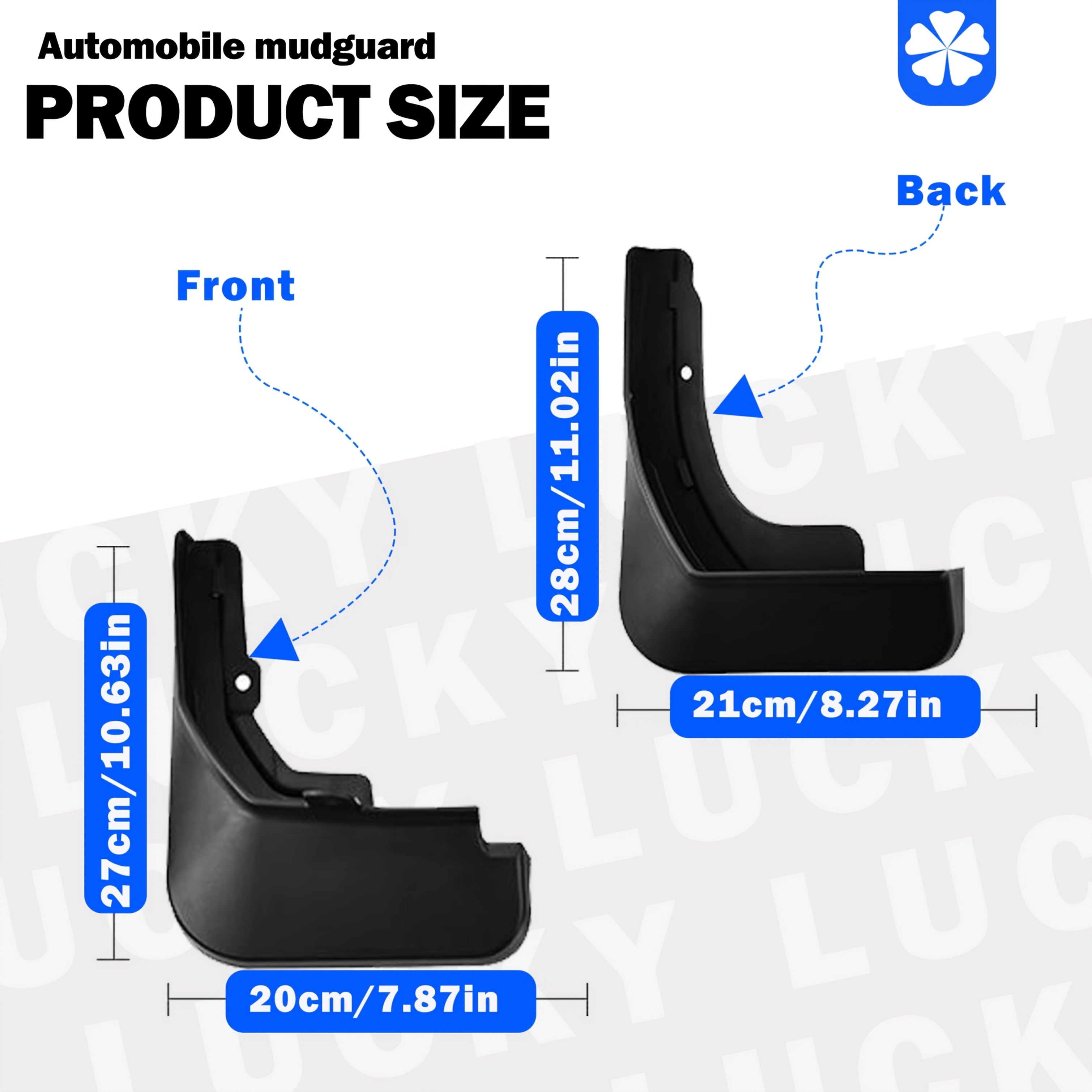 Front Rear Mud Flaps Set Black PP Full Coverage Splash Guards for Cars