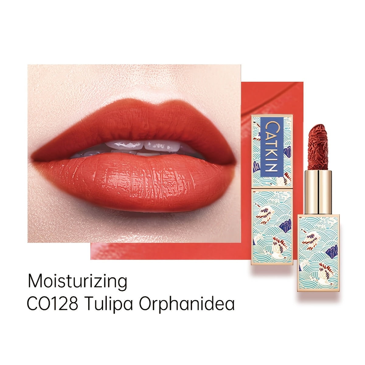 Red Carving Matte Lipstick Waterproof Long-Lasting Satin Finish for Smooth Red and Nude Lips