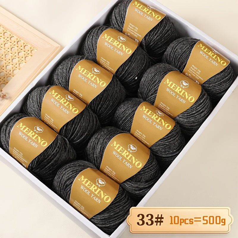 10 JIUWEIDIAOWANG Merino jun to'plari, har biri 500g, 212 O'rtacha og'irlik, Qo'l bilan bo'yalgan DIY material to'qimachilik uchun - Ko'p rangli gradient, Qalin va nozik aralashma, Kamel jun, Kuz Qish.