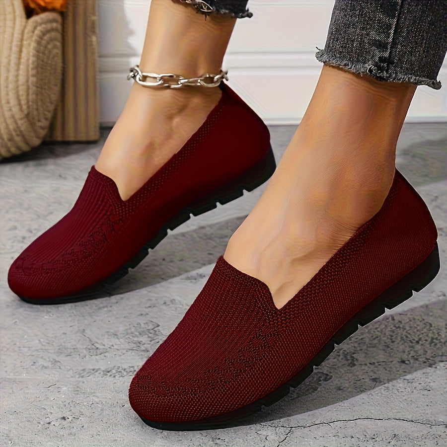 Women Knit Slip-On Loafers Lightweight Breathable Casual Shoes