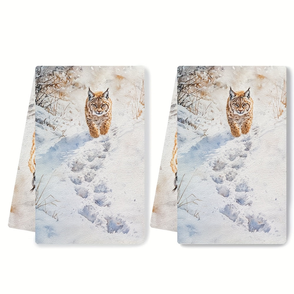 Two Pieces Coastal Kitchen Towels, Super Absorbent Polyester, 16x24 Inches