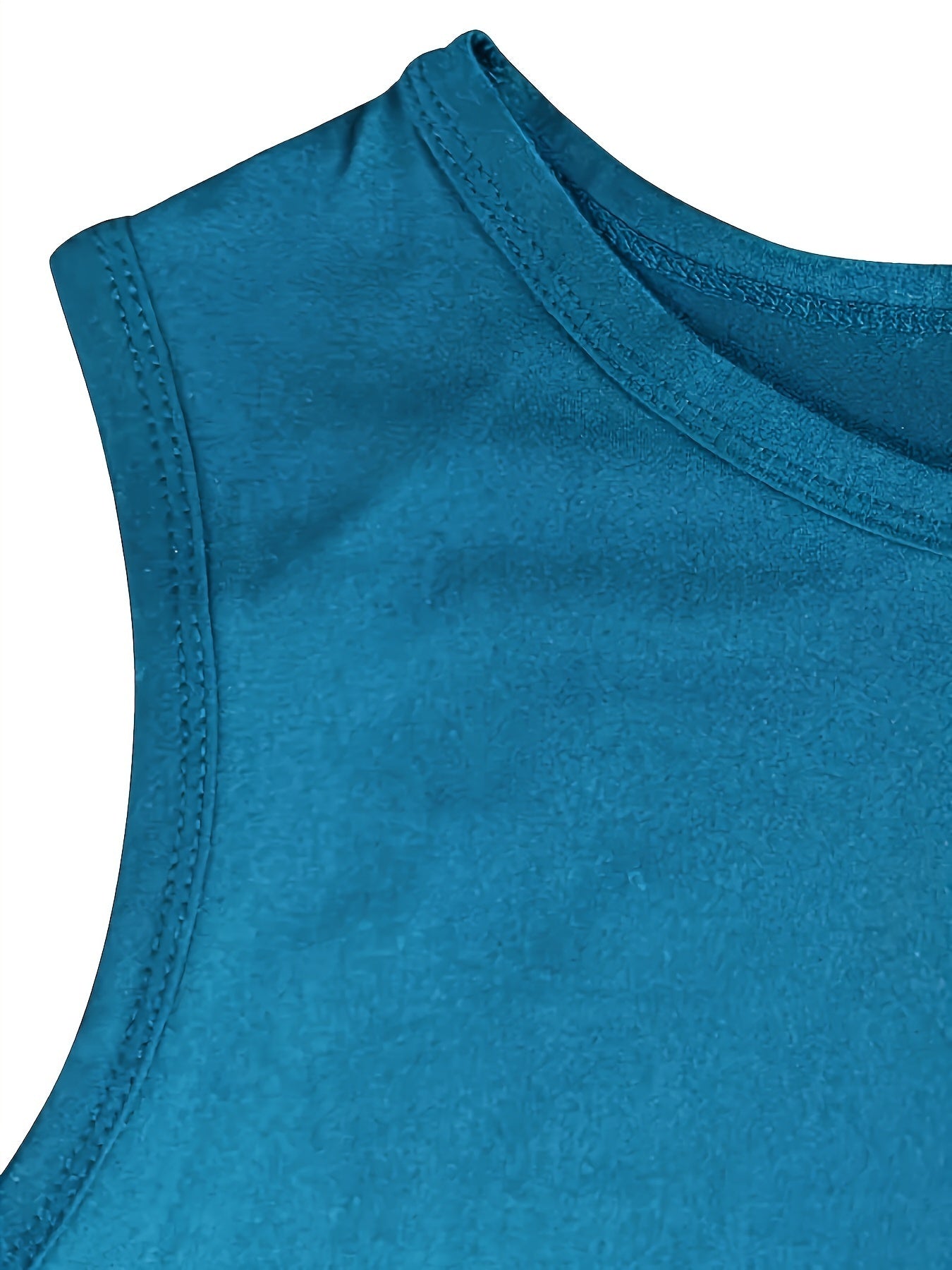 Plus Size Women's Sleeveless Tank Top with Graphic Text in Blue