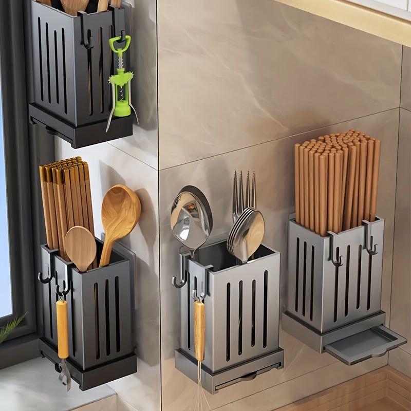 Multifunctional Kitchen Utensil Holder Wall Mount or Countertop Plastic Organizer