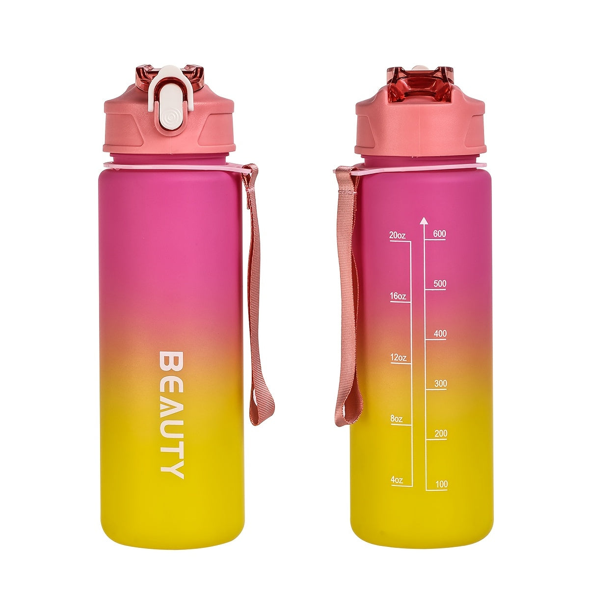 Frosted Plastic Water Bottle with Scale for Outdoor Sports and Office Use