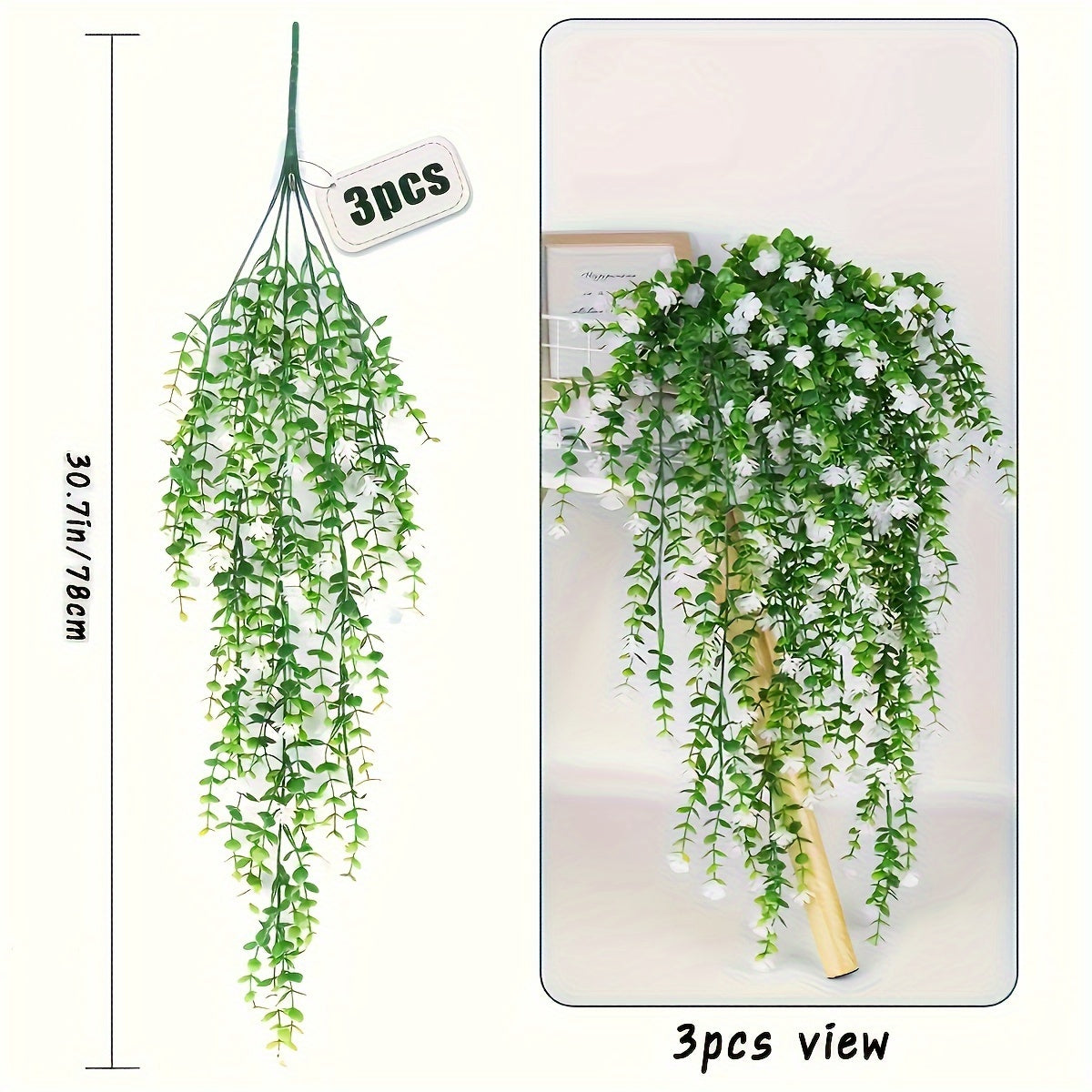 3pcs Artificial Ivy Vines UV Resistant Hanging Faux Flowers for Indoor Outdoor Decor