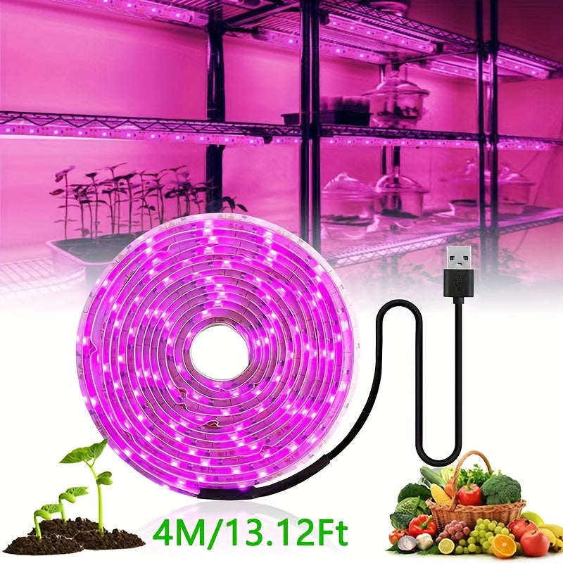 Full Spectrum Pink LED Grow Light Strip USB Powered for Indoor and Greenhouse Plant Growth