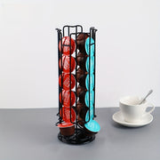 Large Capacity Rotatable Coffee Capsule Holder Rack for 24 Black Capsules