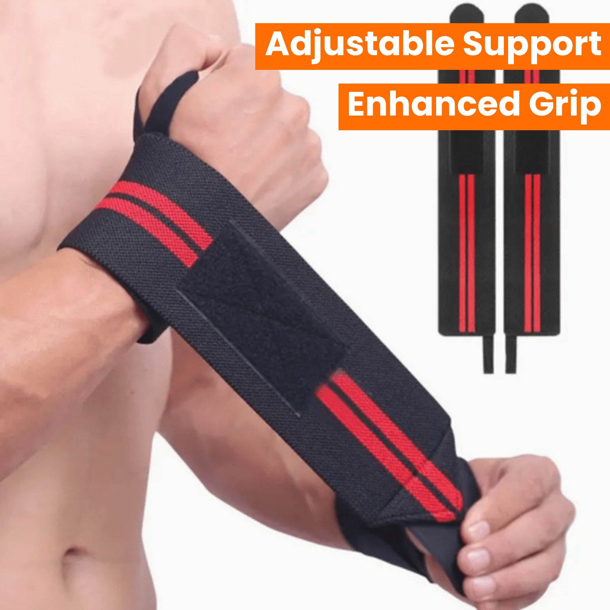 Muñequeras unisex de poliéster con acolchado para levantamiento de pesas y entrenamiento en el gimnasio