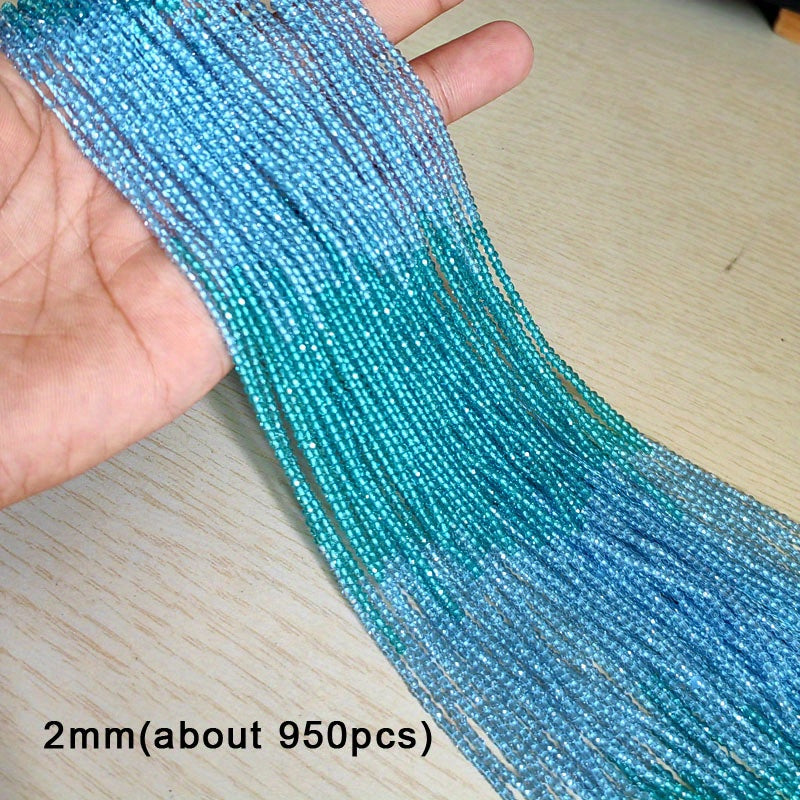 950 Pieces 2mm Faceted Glass Beads Gradient Colors for Jewelry Making and DIY Crafts