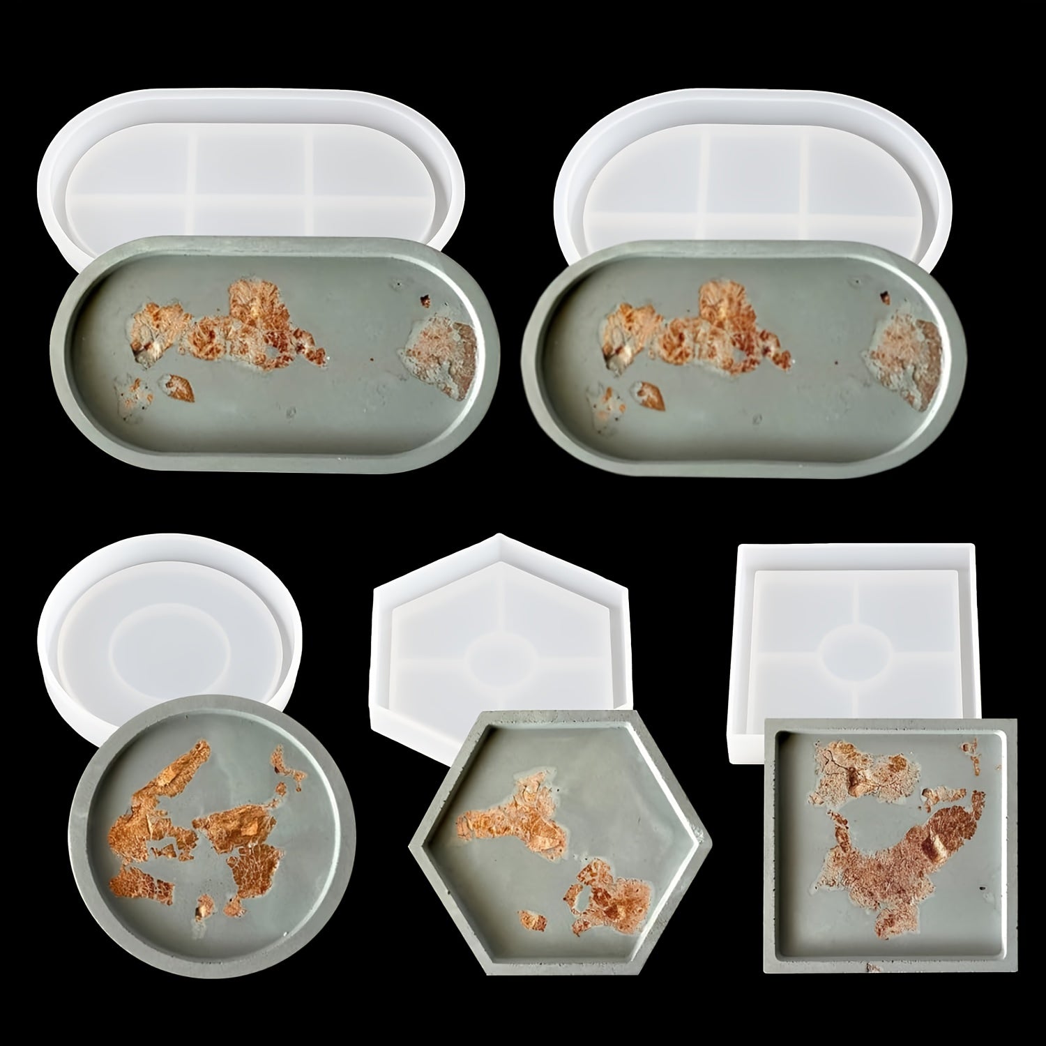 5pcs Silicone Mold Set for Coasters Tray DIY Home Decor and Gifts