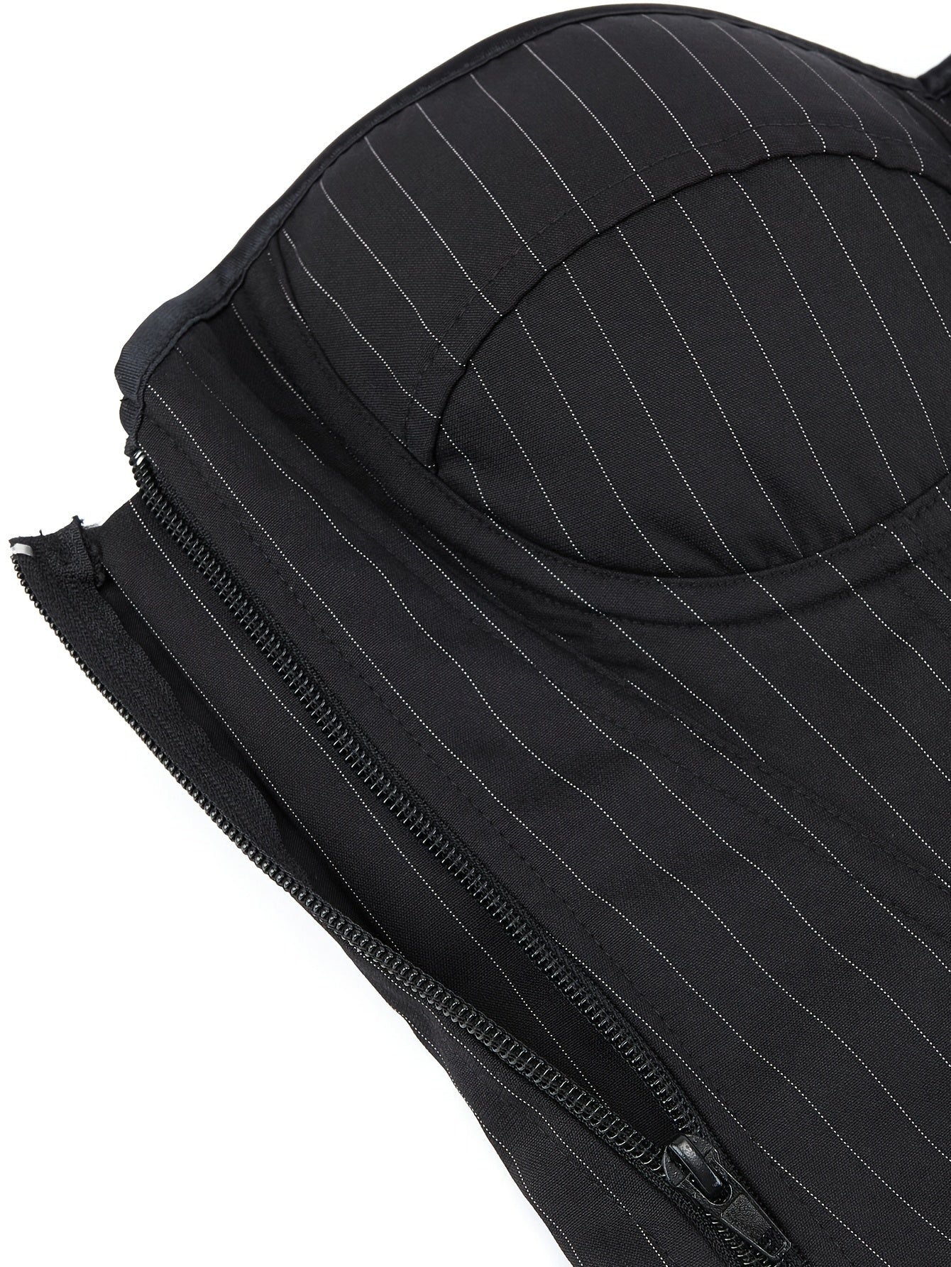 Women's Striped Strapless Corset Top with Built-in Bra Cups and Polyester Elastane Fabric