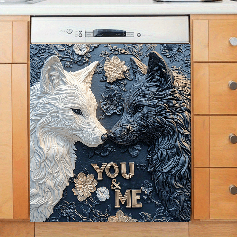 Romantik Boʻrdoq Juftligi Magnit bilan "Siz va Men" Gul Relief Sanʼati Suv oʻtkazmaydigan Muzlatgich Dekori 58.5x65 sm