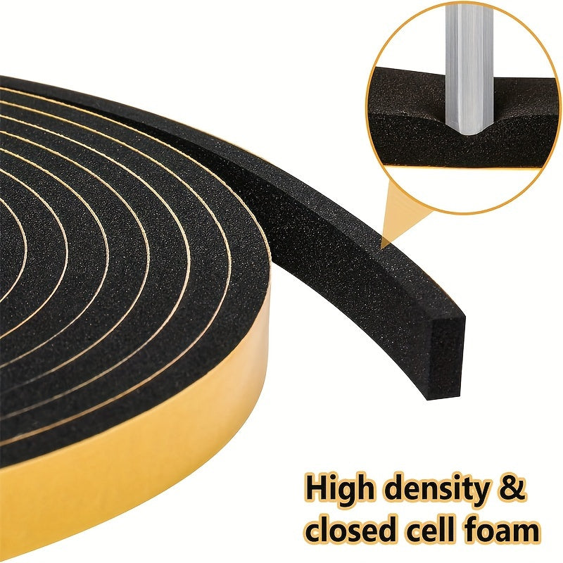 Foam Insulation Tape 3 Rolls Black Weather Stripping Soundproof Windproof Air Conditioning