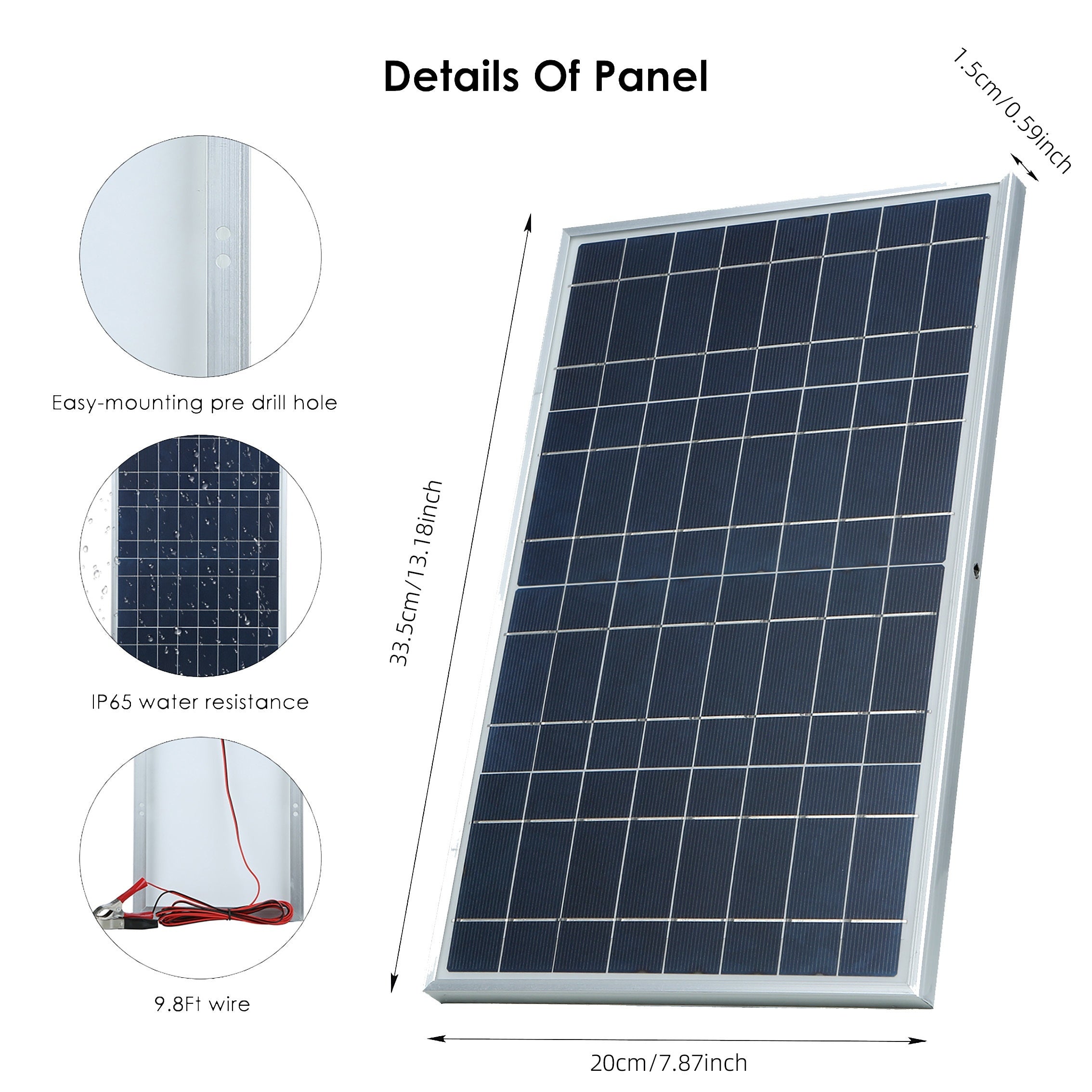 Aluminum Frame Portable Solar Panel with Detachable Magnetic Material for Outdoor Power