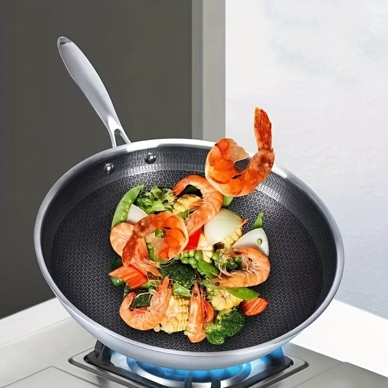 Sartén de acero inoxidable con recubrimiento antiadherente de panal de abeja de 10 pulgadas para cocción a gas y inducción