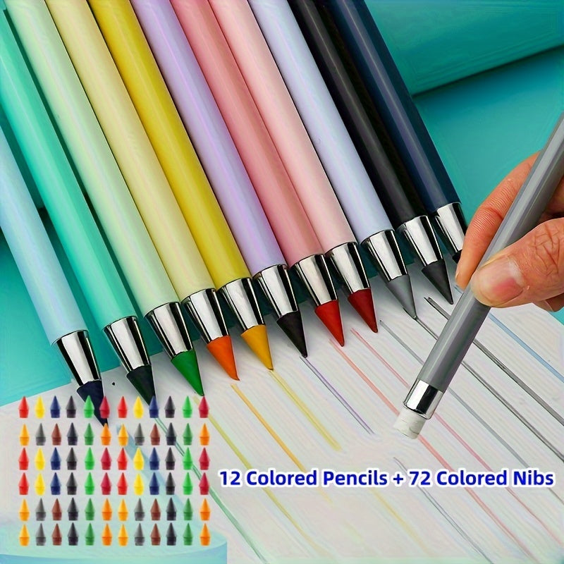 84-Donali makaron rangli abadiy eskiz qalamlari 0.5mm HB qalamlar, qalamsiz, sinishga chidamli