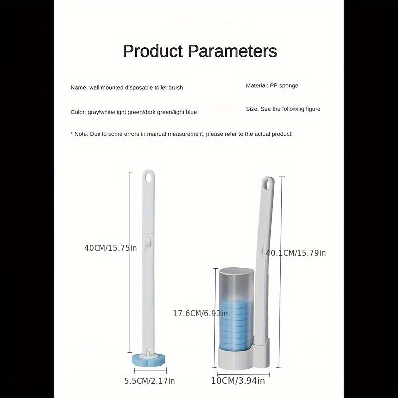 Uzoq tutqichli bir martalik hojatxona cho'tkasi - Oson hammom tozalash va qoplamani tozalash uchun gubka cho'tkasi