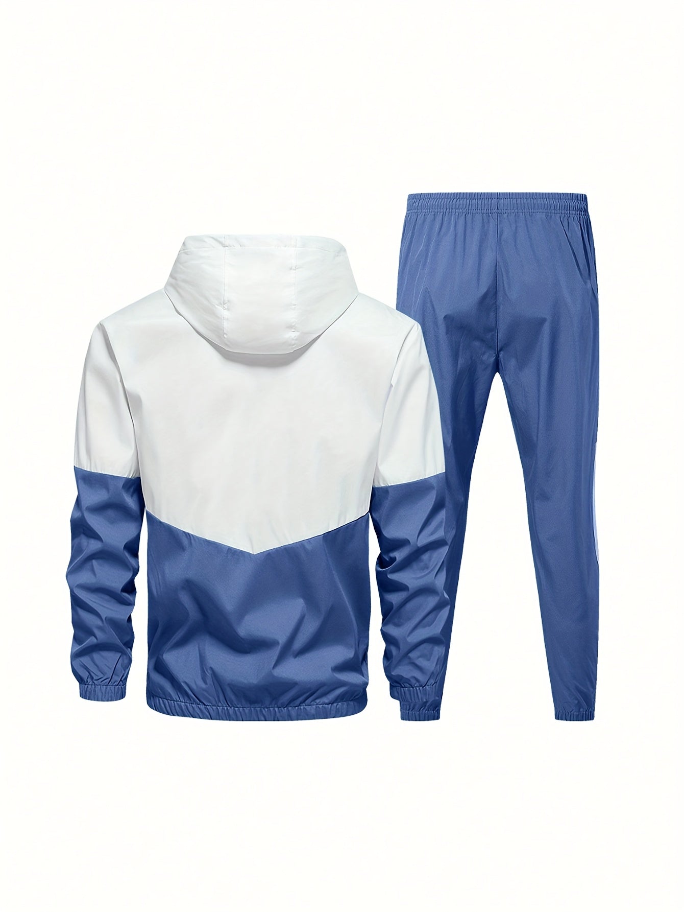 Conjunto deportivo de poliéster con bloque de colores y capucha para hombre, ideal para correr, entrenar y actividades al aire libre