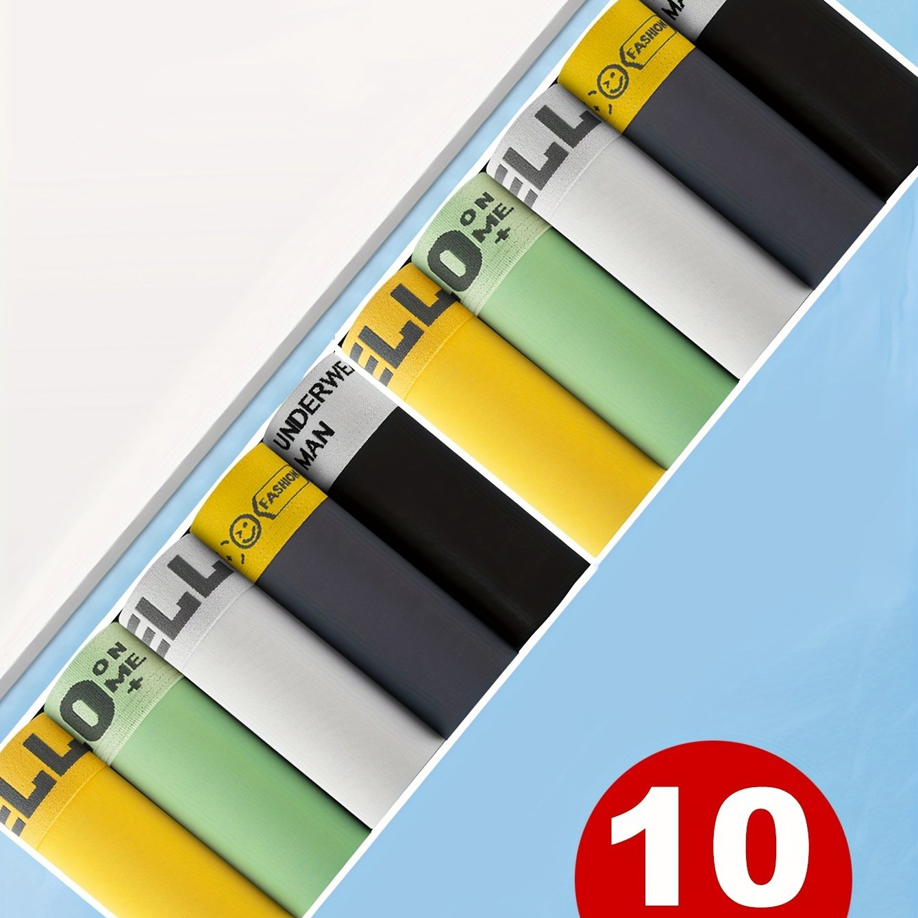 Pack de 5 o 10 calzoncillos bóxer cortos de poliéster de color sólido para hombre