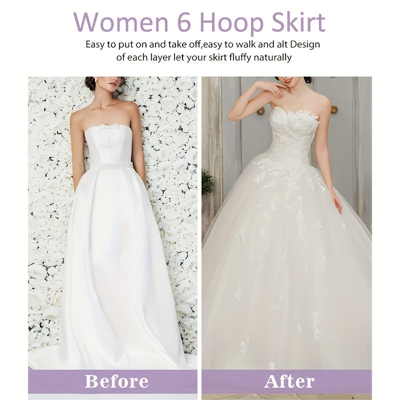 Adjustable Waist Bridal Petticoat Crinoline Underskirt with Steel Hoops Lace Hem for Wedding Bridesmaid Party Dresses