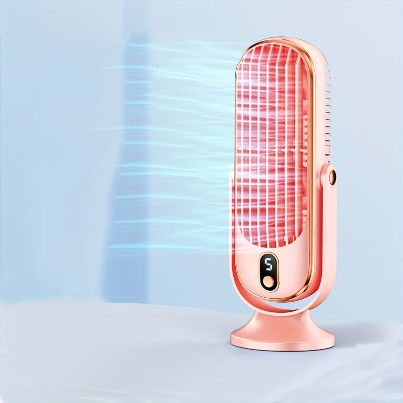 Portable Desktop Mini Fan with 5-Speed Settings Bladeless USB Powered Low Noise Digital Display Office Dorm Cooler