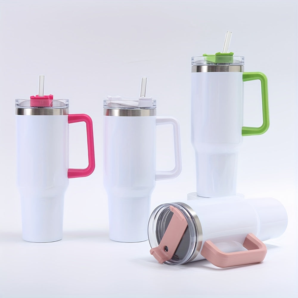 Set of 1 or 4 Stainless Steel Tumblers 40oz with Handle Straw and Personalization