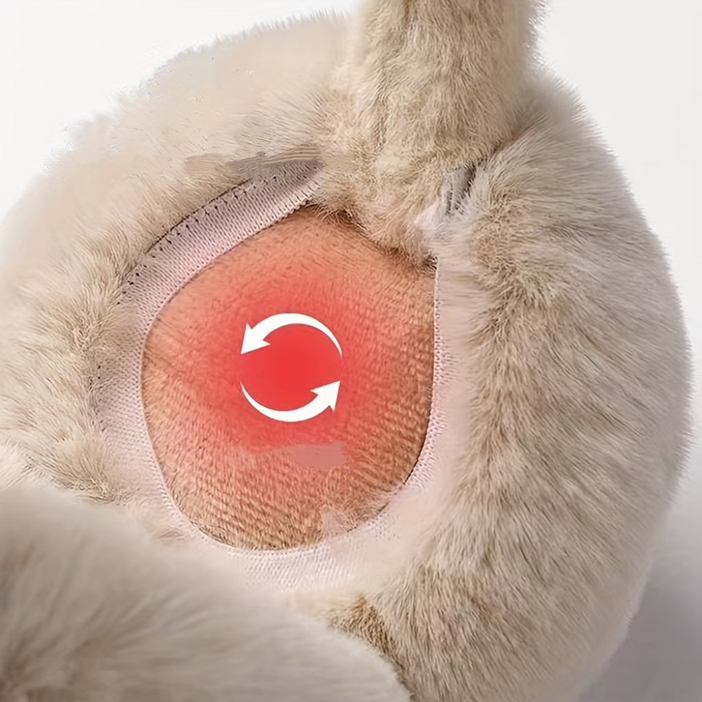 Velour Winter Earmuffs for Adults Soft Foldable Ear Warmers Cold Weather