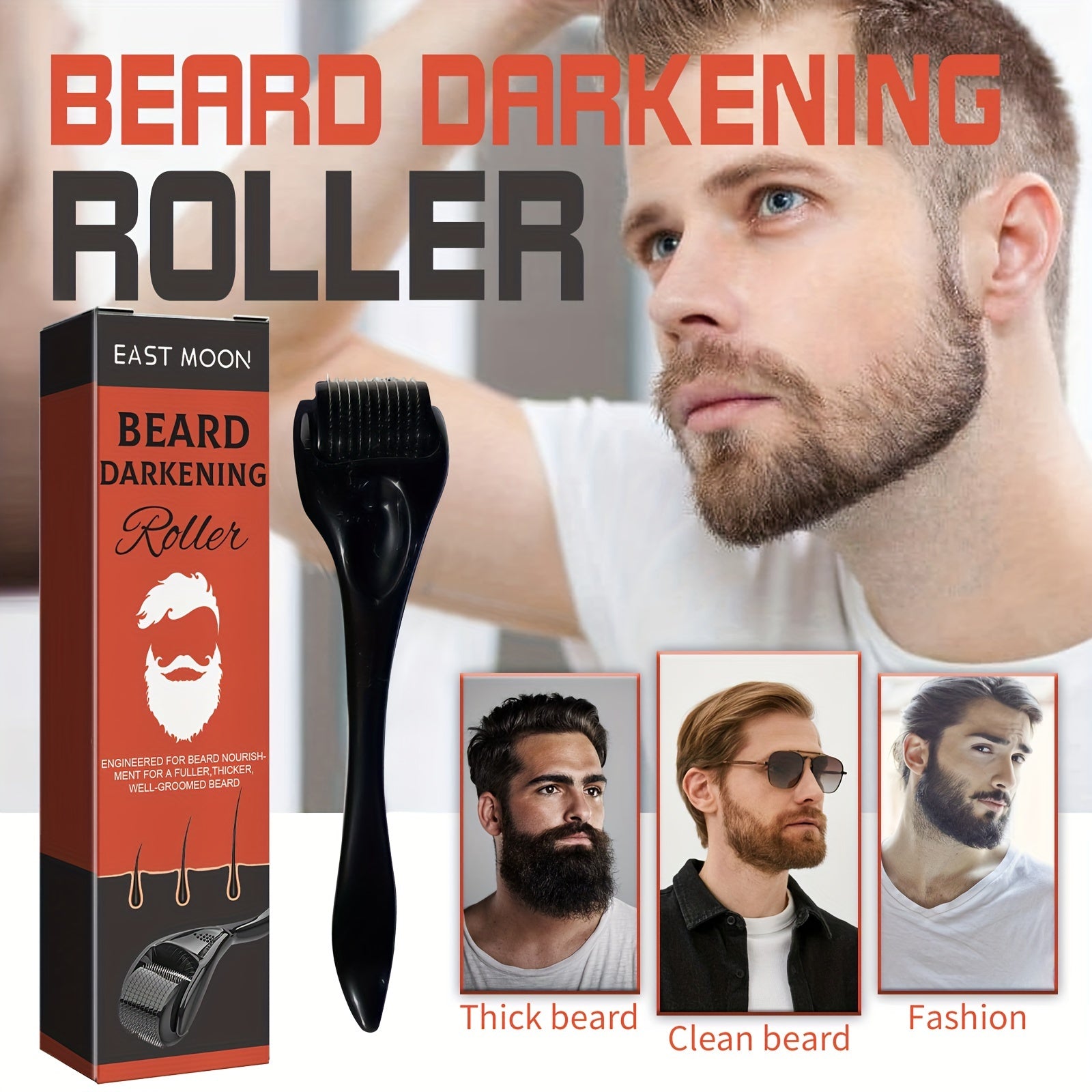 Мужской роллер для темных участков лица из нержавеющей стали с дизайном гребня