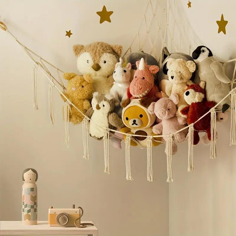 Boho Chic Plush Hammock Hanging Net for Stuffed Animals Storage Bedroom Decor